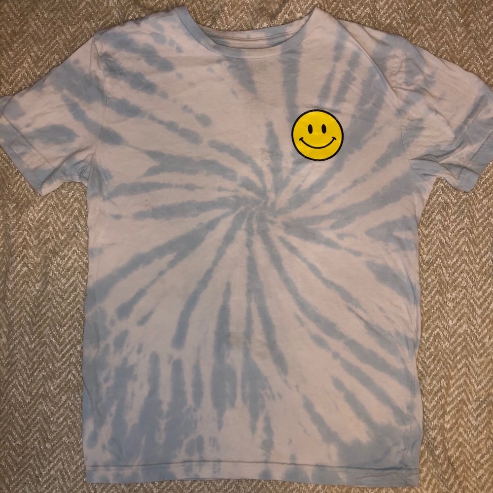 Blue Tie Dye Smiley Face T-Shirt